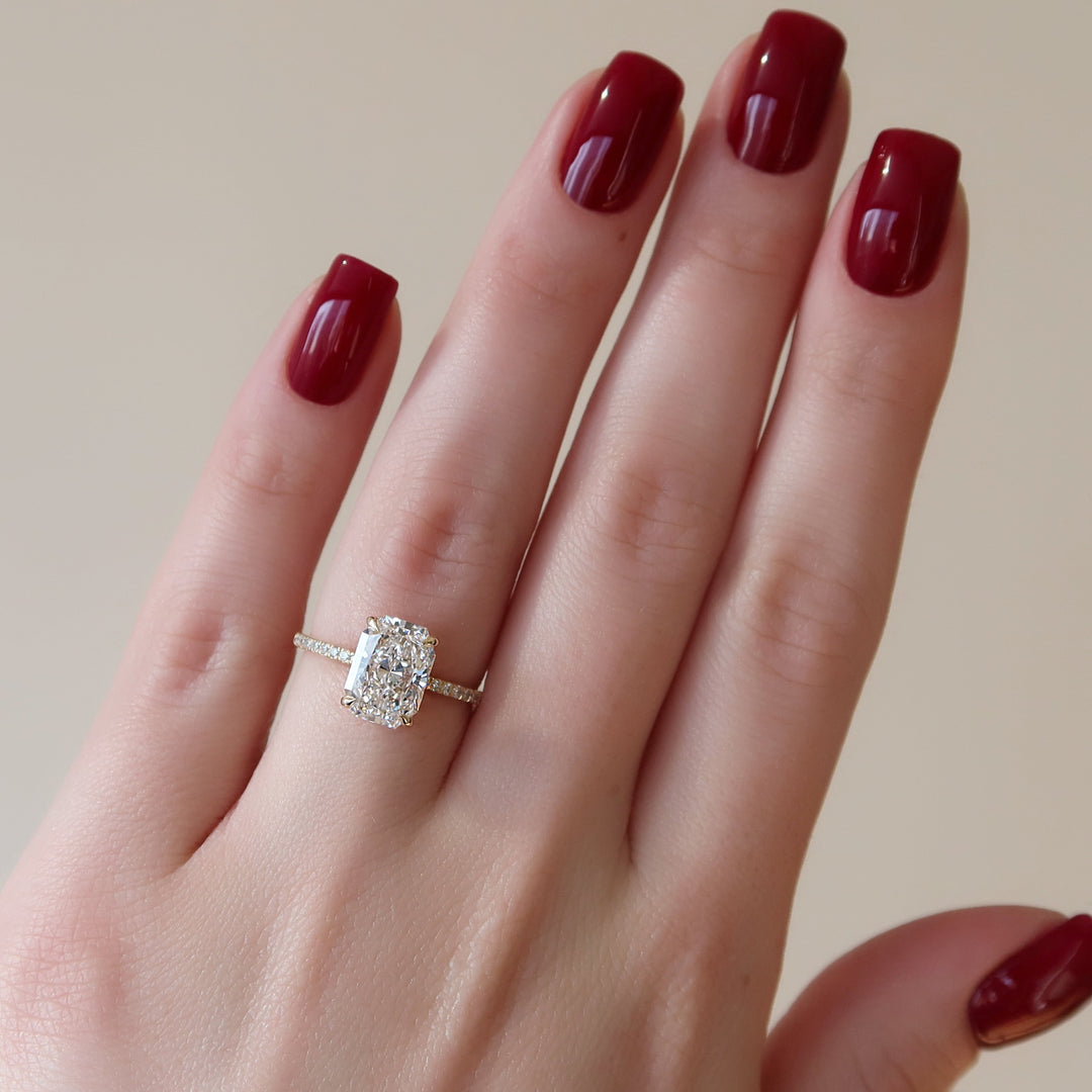 The Pave Sydney Radiant Lab Diamond Moissanite Engagement Ring