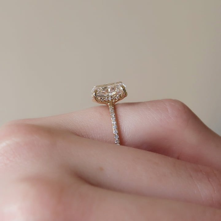 The Pave Sydney Radiant Lab Diamond Moissanite Engagement Ring *Shown with 2.5 ct #material_gold