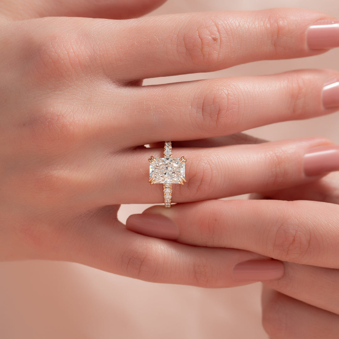The Pave Sydney Radiant Lab Diamond Moissanite Engagement Ring
