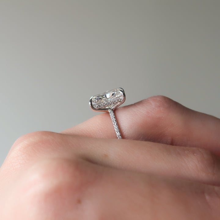 The Pave Sydney Radiant Lab Diamond Moissanite Engagement Ring *Shown with 4.5 ct #material_white