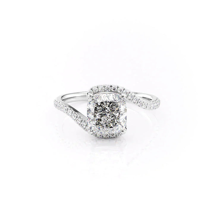 The Pave Sylvia Set With A Cushion Pave Moissanite 1 Carat 18K White#material_18k-white