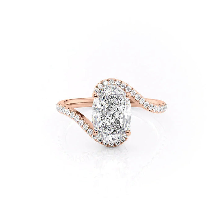 The Pave Sylvia Set With A Oval Pave Moissanite 1 Carat 14K Rose#material_14k-rose