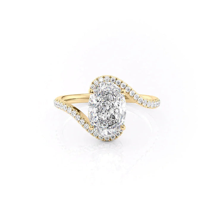 The Pave Sylvia Set With A Oval Pave Moissanite 1 Carat 18K Gold#material_18k-gold