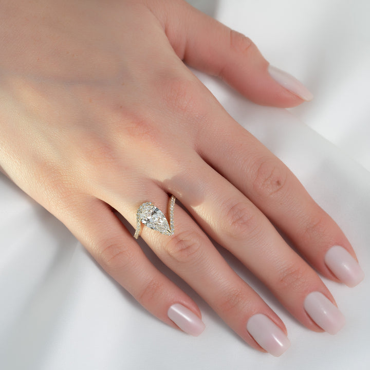 The Pave Sylvia Set With A Pear Pave Lab Diamond 2 Carat 14K Gold#material_14k-gold