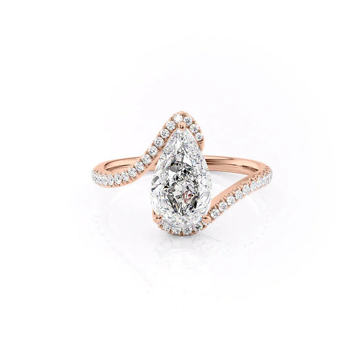 The Pave Sylvia Set With A Pear Pave Lab Diamond 1 Carat 14K Rose#material_14k-rose