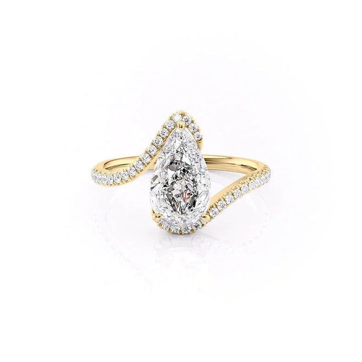The Pave Sylvia Set With A Pear Pave Lab Diamond 1 Carat 18K Gold#material_18k-gold