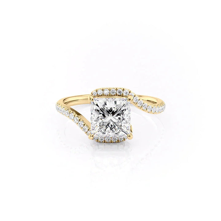 The Pave Sylvia Set With A Princess Pave Lab Diamond 1 Carat 14K Gold#material_14k-gold
