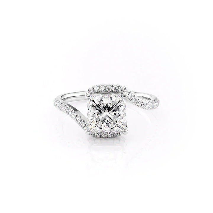 The Pave Sylvia Set With A Princess Pave Lab Diamond 1 Carat 18K White#material_18k-white