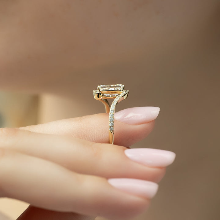 The Pave Sylvia Set With A Radiant Pave Moissanite 2.5 Carat 14K Gold#material_14k-gold