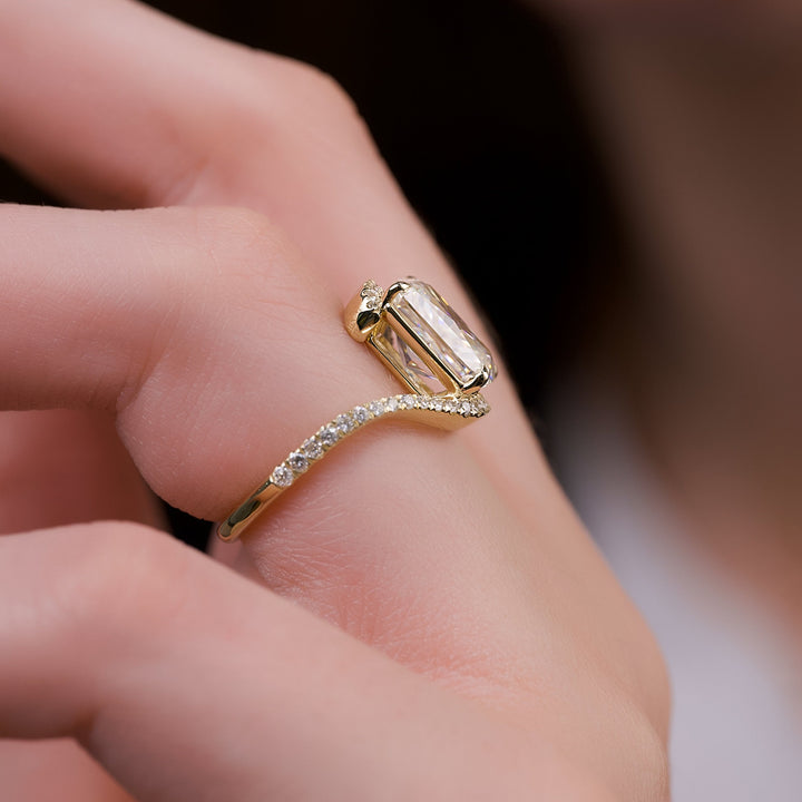 The Pave Sylvia Set With A Radiant Pave Moissanite 3.5 Carat 18K Gold#material_18k-gold