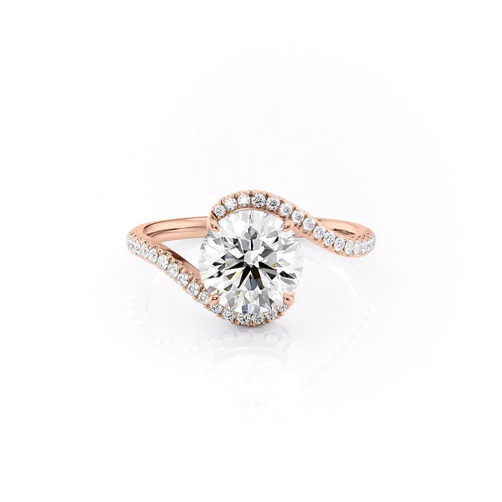 The Pave Sylvia Set With A Round Pave Lab Diamond 1 Carat 14K Rose#material_14k-rose