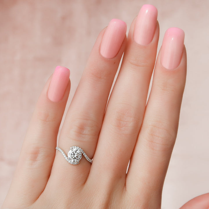 The Pave Sylvia Set With A Round Pave Lab Diamond 2 Carat 14K White#material_14k-white