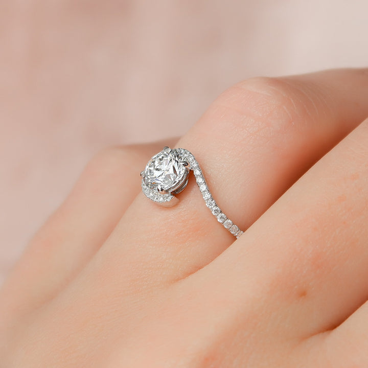 The Pave Sylvia Set With A Round Pave Lab Diamond 2.5 Carat 14K White#material_14k-white