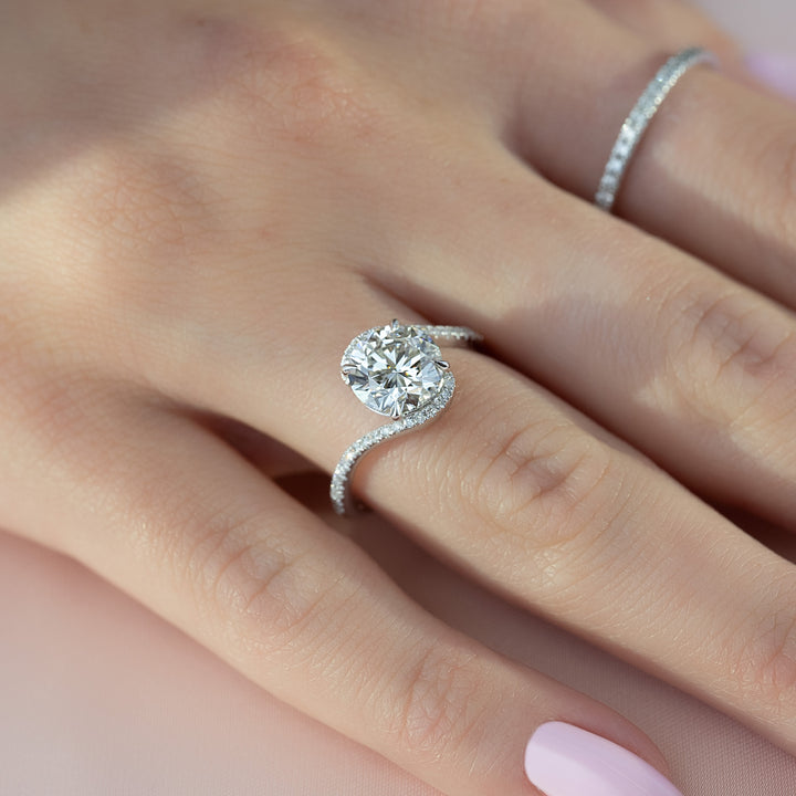 The Pave Sylvia Set With A Round Pave Lab Diamond 1 Carat 14K White#material_14k-white