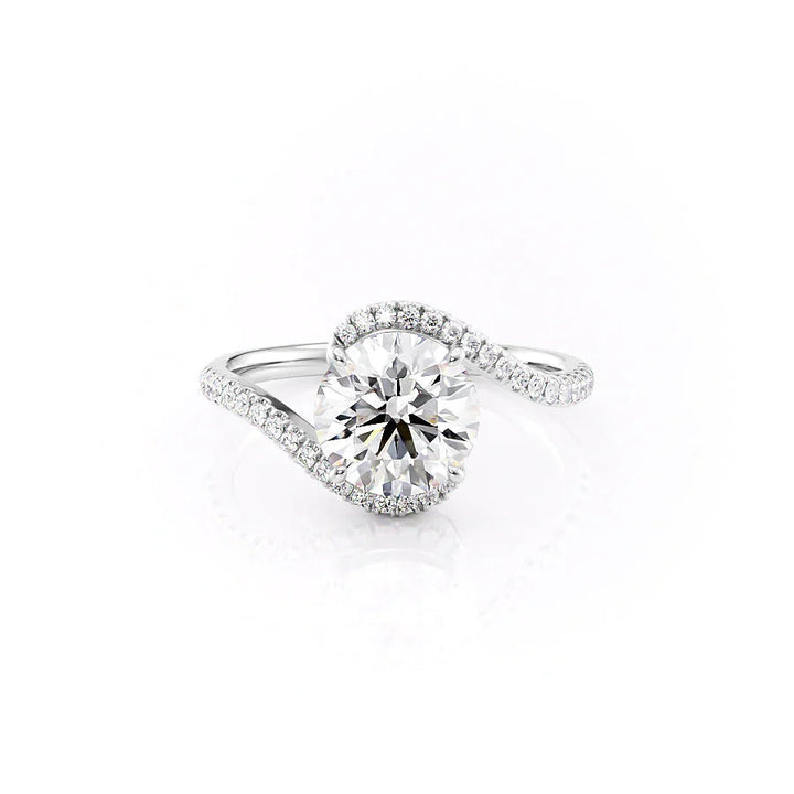 The Pave Sylvia Set With A Round Pave Lab Diamond 1 Carat 18K White#material_18k-white