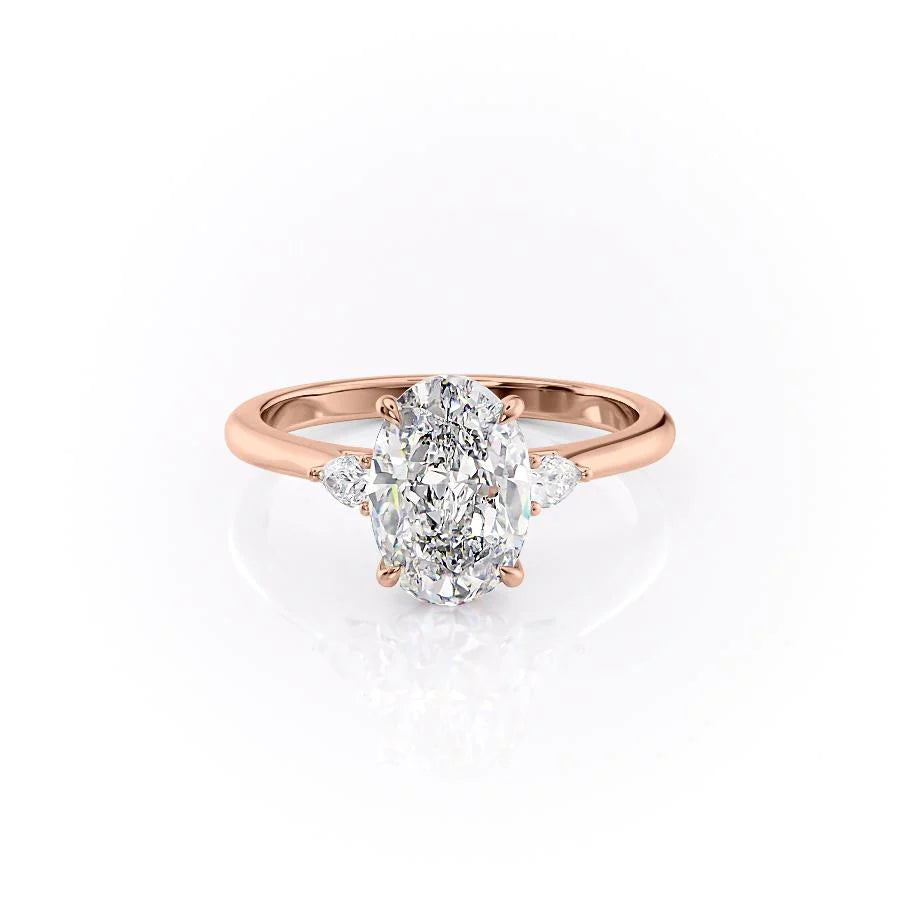 The Pears Leona Set With Oval Side Stone Lab Diamond 1 Carat 14K Rose#material_rose