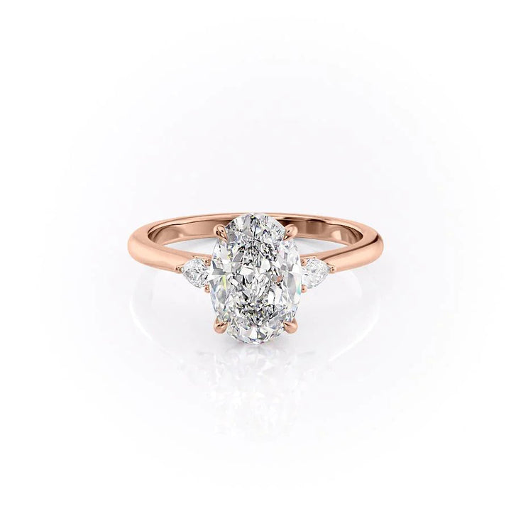 The Pears Leona Set With Oval Side Stone Lab Diamond 1 Carat 14K Rose#material_rose