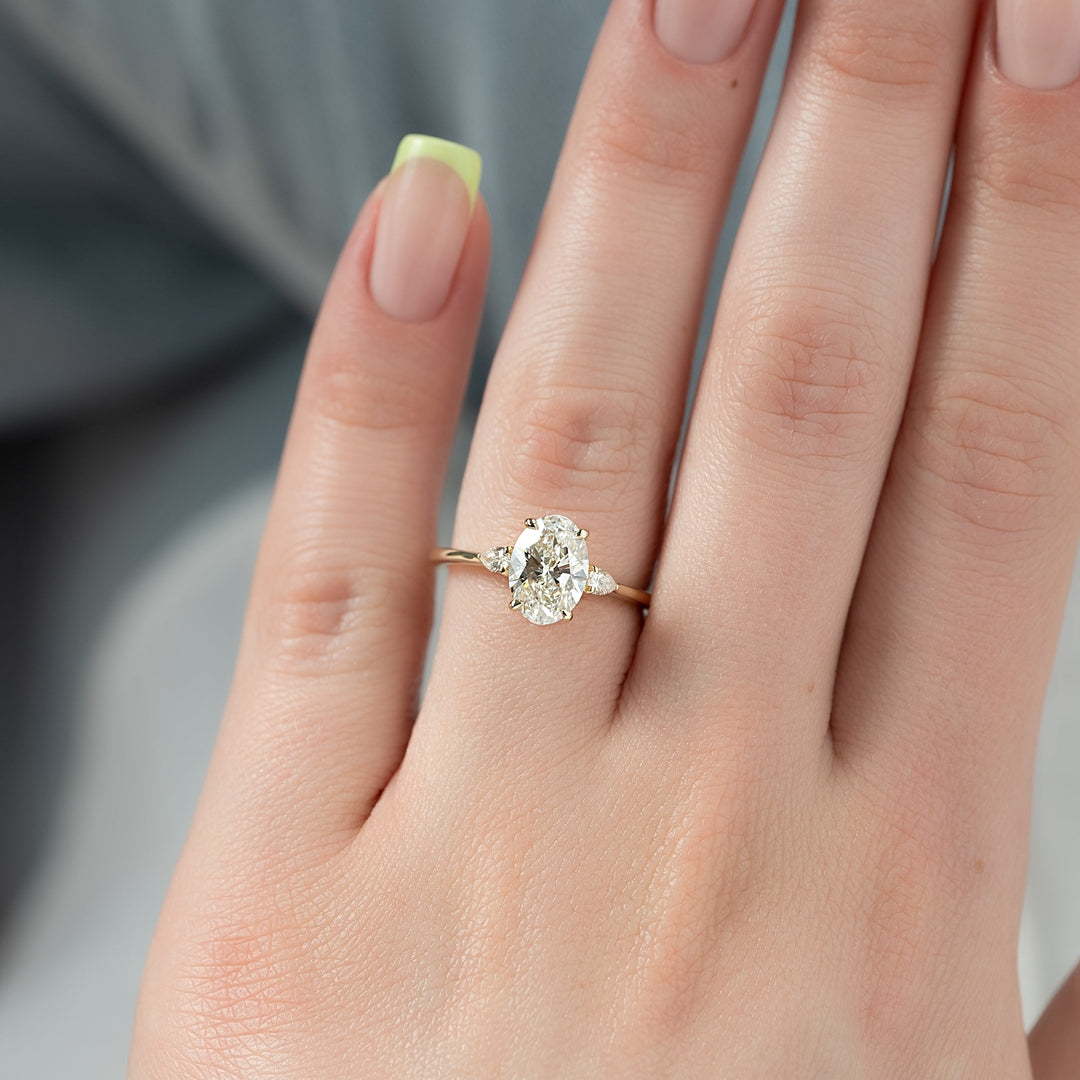 The Pears Leona Oval Lab Diamond Moissanite Engagement Ring