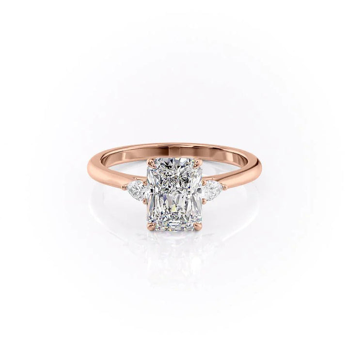 The Pears Leona Set With Radiant Side Stone Lab Diamond 1 Carat 14K Rose#material_rose