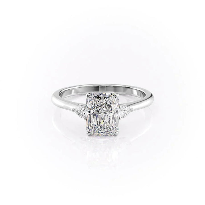 The Pears Leona Set With Radiant Side Stone Lab Diamond 1 Carat 14K White#material_white