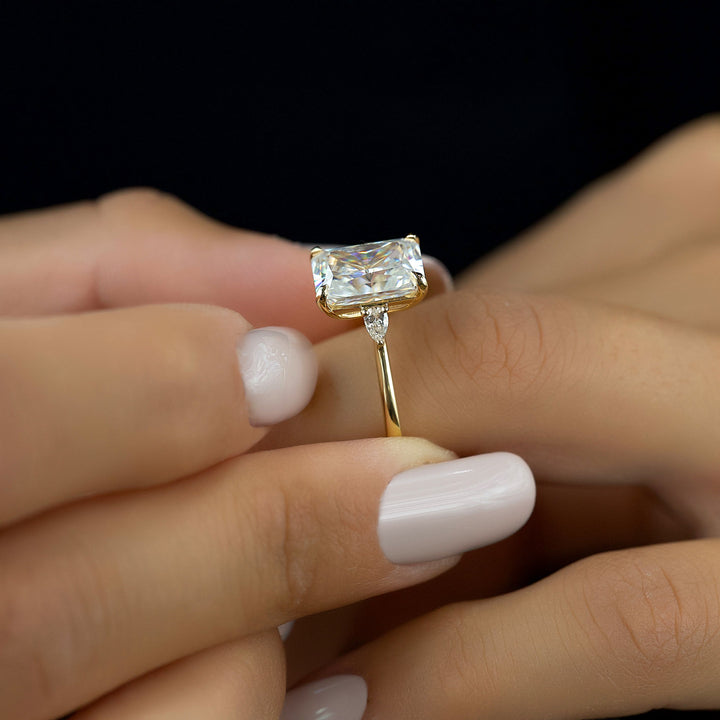 The Pears Leona Radiant Lab Diamond Moissanite Engagement Ring *Shown with 4 ct #material_gold