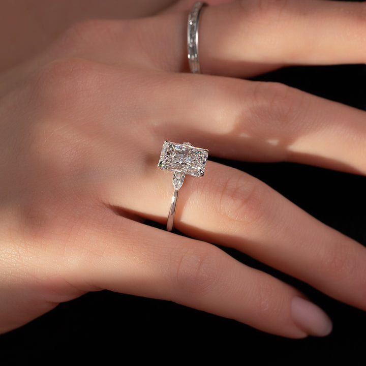The Pears Leona Radiant Lab Diamond Moissanite Engagement Ring *Shown with 3 ct #material_white