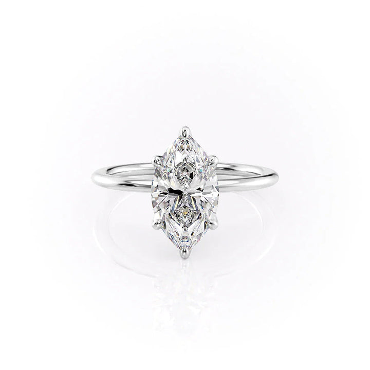The Petal Liberty Set With Marquise Solitaire Lab Diamond 1 Carat 18K White#material_18k-white