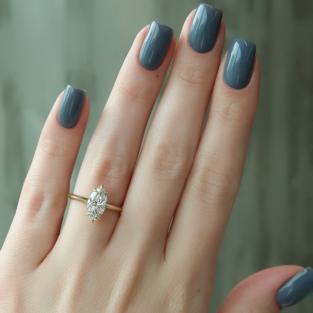 The Razor Liberty Marquise Lab Diamond Moissanite Engagement Ring