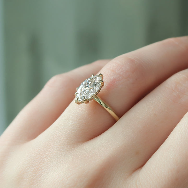 The Razor Liberty Marquise Lab Diamond Moissanite Engagement Ring *Shown with 1.5 ct #material_gold