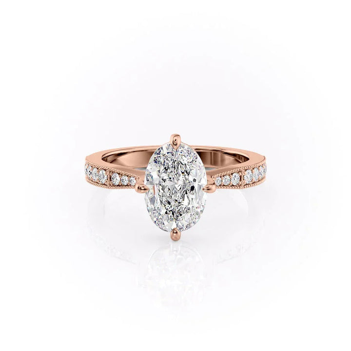 The Rosalind Set With Oval Pave Lab Diamond 1 Carat 14K Rose#material_rose