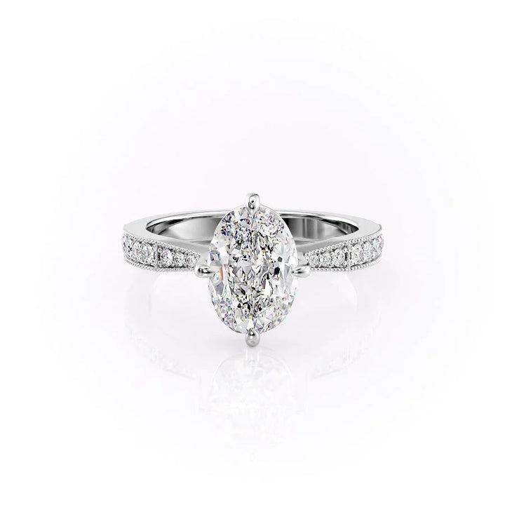 The Rosalind Set With Oval Pave Lab Diamond 1 Carat 14K White#material_white
