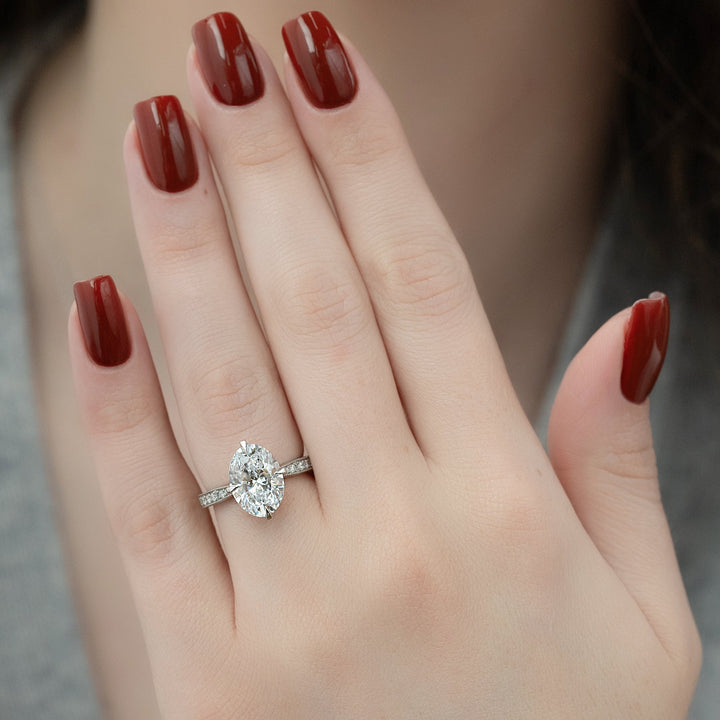 The Rosalind Oval Lab Diamond Moissanite Engagement Ring *Shown with 4 ct #material_white