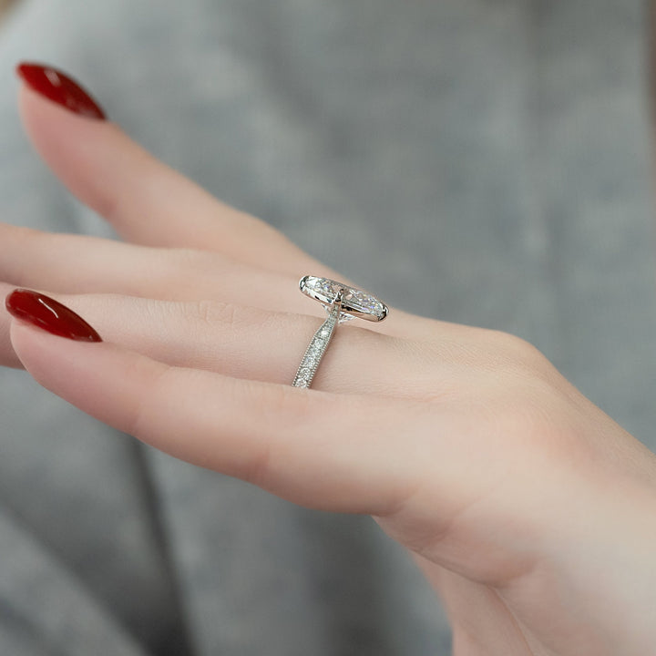 The Rosalind Oval Lab Diamond Moissanite Engagement Ring *Shown with 4 ct #material_white