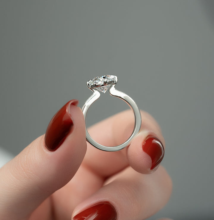 The Rosalind Oval Lab Diamond Moissanite Engagement Ring *Shown with 4 ct #material_white