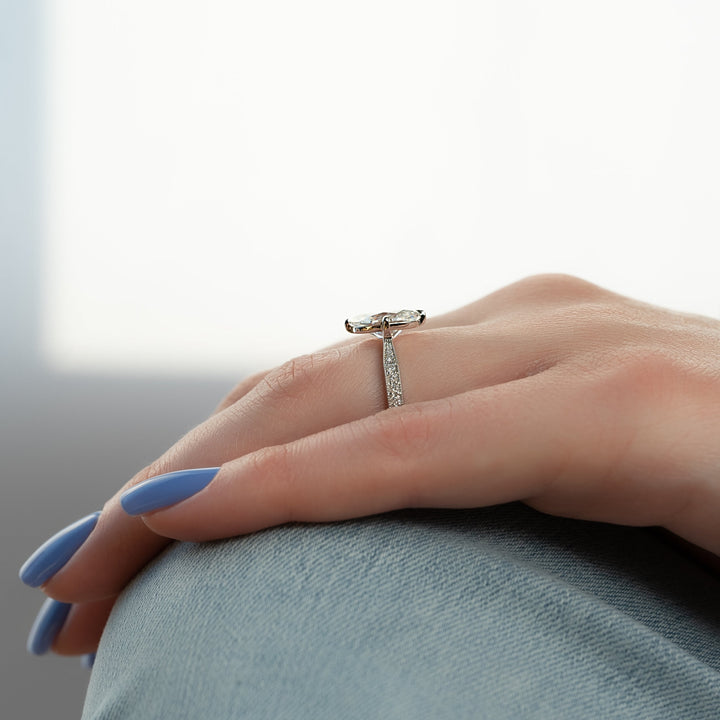 The Rosalind Oval Lab Diamond Moissanite Engagement Ring *Shown with 3 ct #material_white