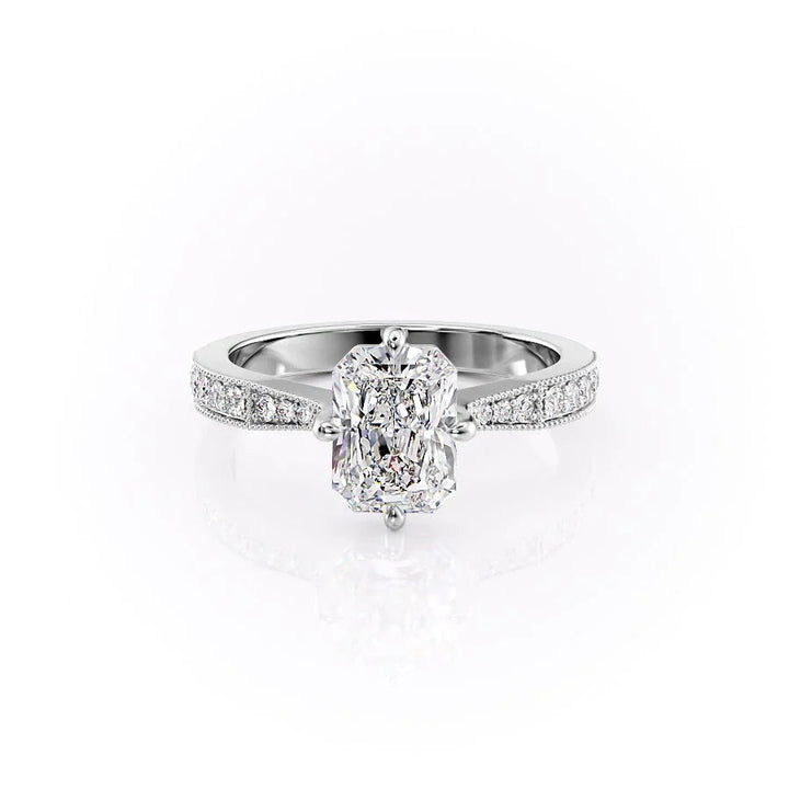 The Rosalind Set With Radiant Pave Lab Diamond 1 Carat 18K White#material_18k-white