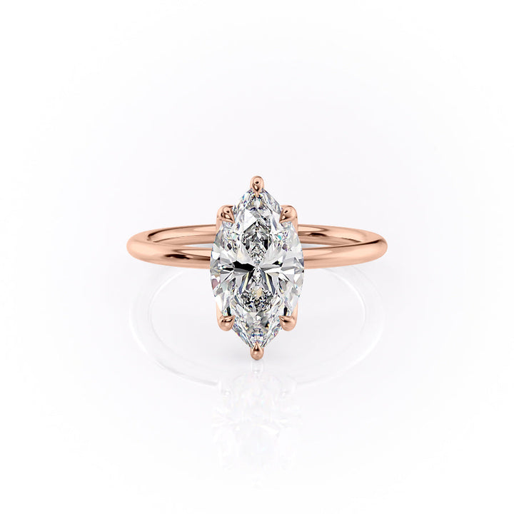 The Rose Set With A Marquise Solitaire Lab Diamond 1 Carat 14K Rose#material_14k-rose