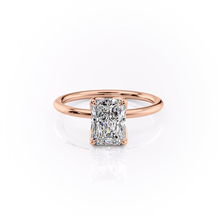 The Rose Set With A Radiant Solitaire Lab Diamond 1 Carat 14K Rose#material_14k-rose