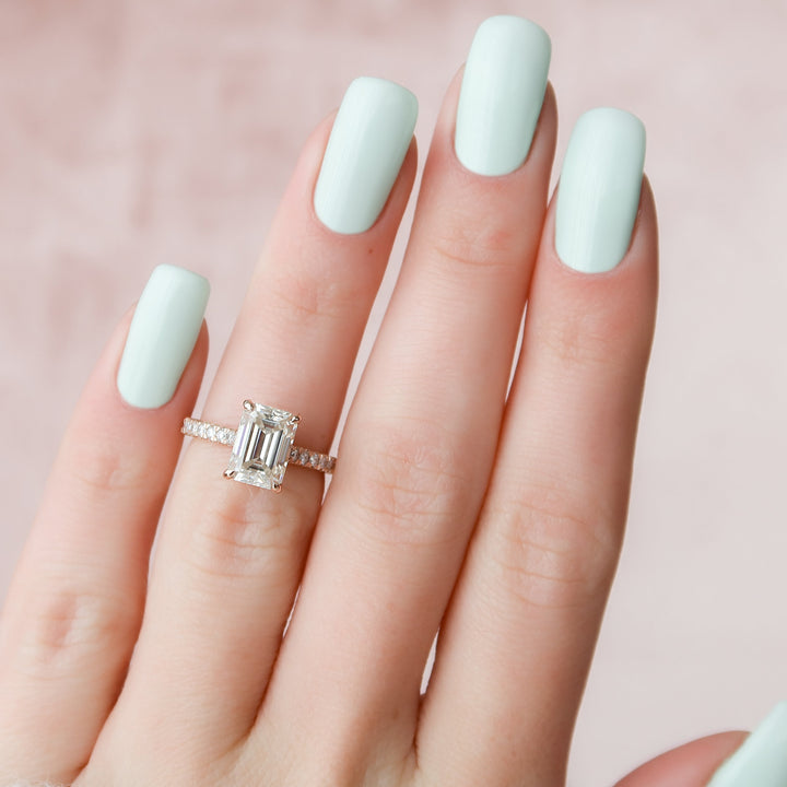 The Rosie Set With Emerald Pave Lab Diamond 2 Carat 14K Rose#material_rose