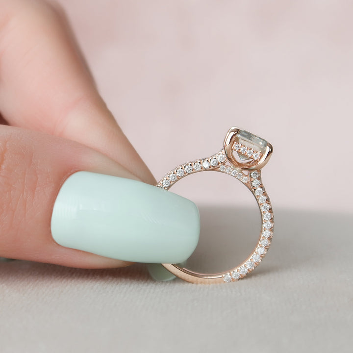 The Rosie Emerald Lab Diamond Moissanite Engagement Ring *Shown with 3 ct #material_rose
