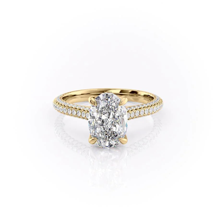The Rosie Set With Oval Pave Lab Diamond 1 Carat 14K Gold#material_gold