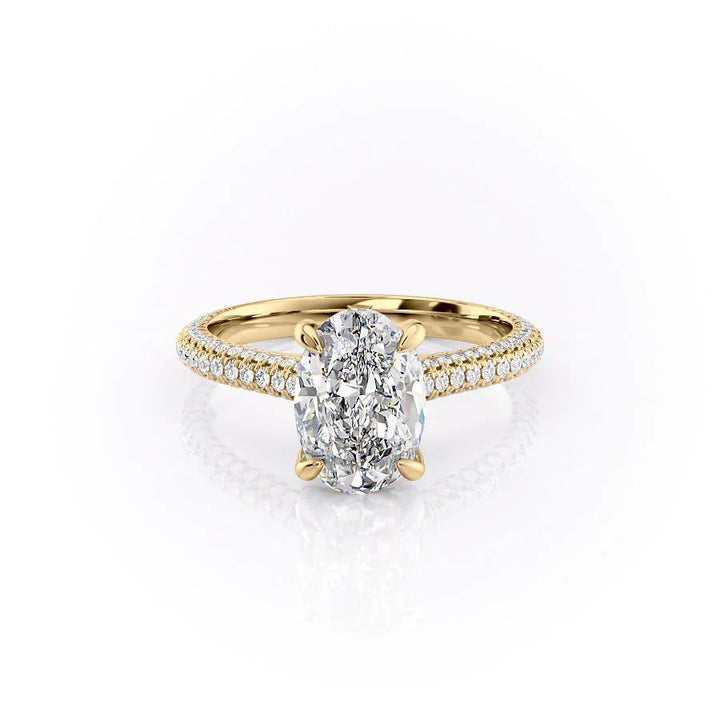 The Rosie Set With Oval Pave Lab Diamond 1 Carat 14K Gold#material_gold