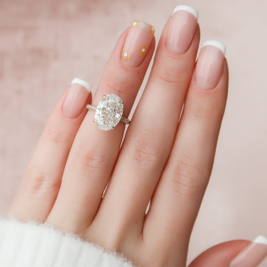 The Rosie Set With Oval Pave Lab Diamond 2 Carat 14K Gold#material_gold