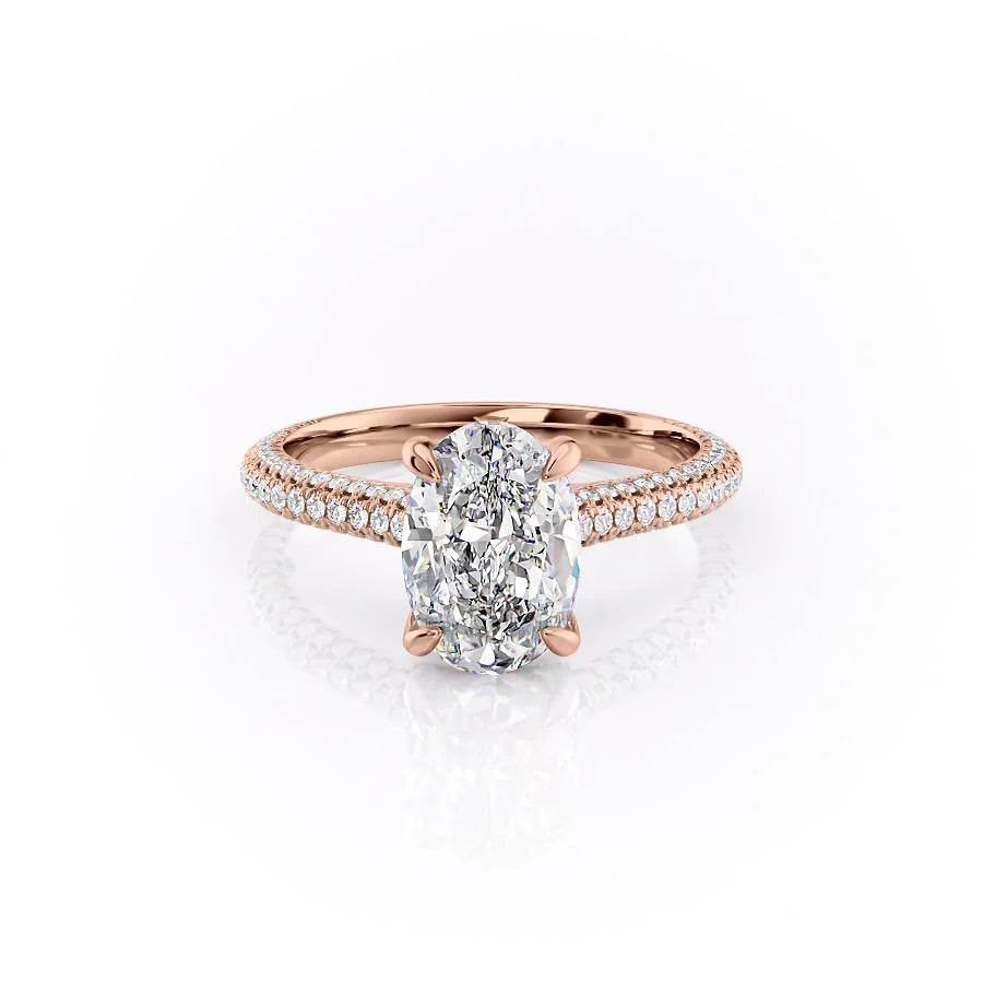 The Rosie Set With Oval Pave Lab Diamond 1 Carat 14K Rose#material_rose