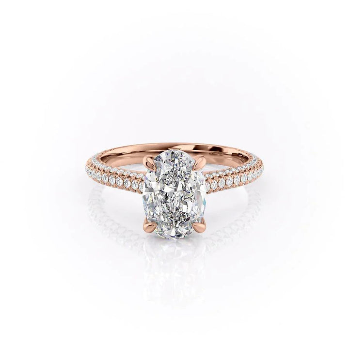 The Rosie Set With Oval Pave Lab Diamond 1 Carat 14K Rose#material_rose