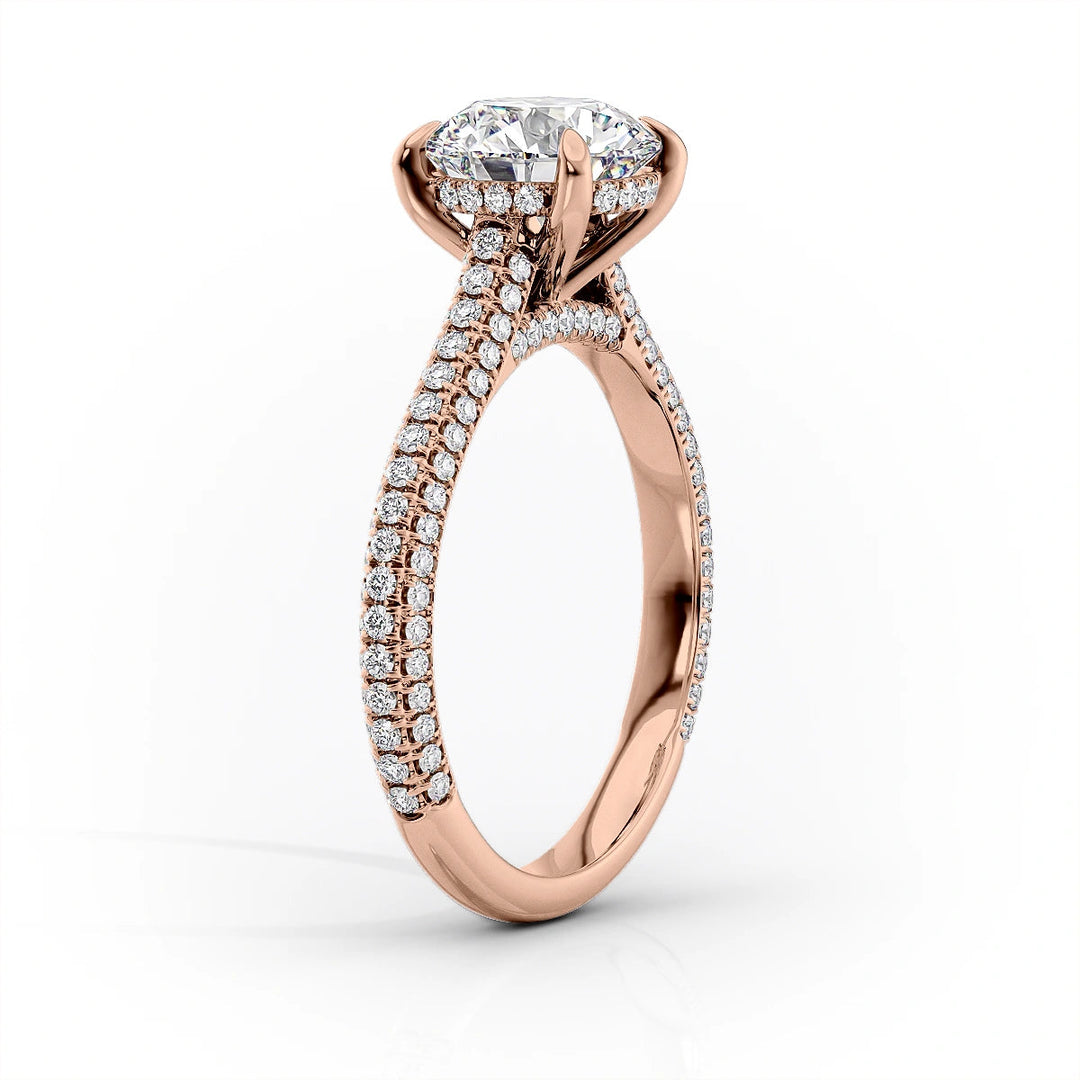 The Rosie Set With Oval Pave Lab Diamond 1.5 Carat 14K Rose#material_rose