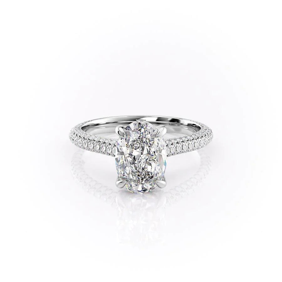 The Rosie Set With Oval Pave Lab Diamond 1 Carat 14K White#material_white