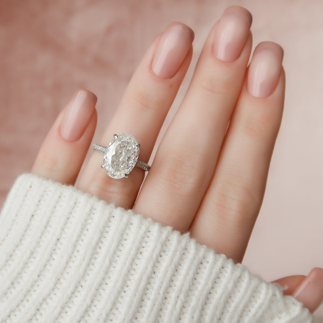 The Rosie Oval Lab Diamond Moissanite Engagement Ring