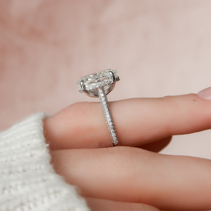 The Rosie Oval Lab Diamond Moissanite Engagement Ring *Shown with 5 ct #material_white