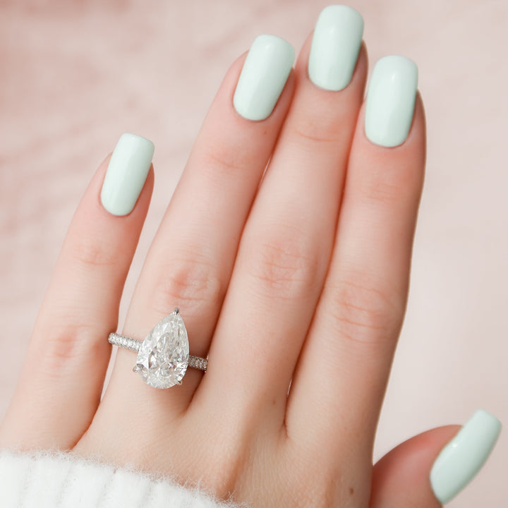 The Rosie Pear Lab Diamond Moissanite Engagement Ring *Shown with 5 ct #material_white